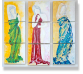 Daphne, Circe und Kalypse, Acryl auf Leinen 30x30 cm x9