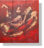 Birds, Acryl mit Wachs auf Leinen 100x30 cm x3